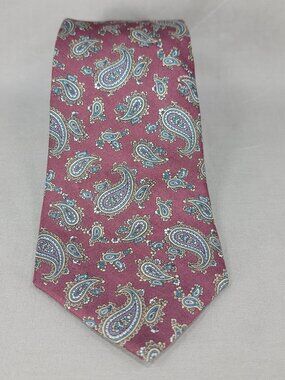 Vtg Neil Martin Italian Silk Necktie Tie Mens Maroon Gray Paisley USA